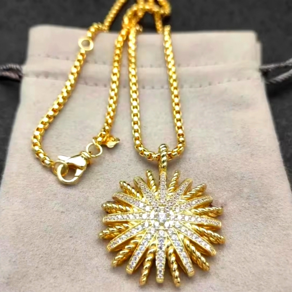 GORGEOUS STARBURST GOLD OR PLATINUM NECKLACE